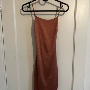 WINDSOR'S Faux Satin Pink Mini bodycon dress with tie up back